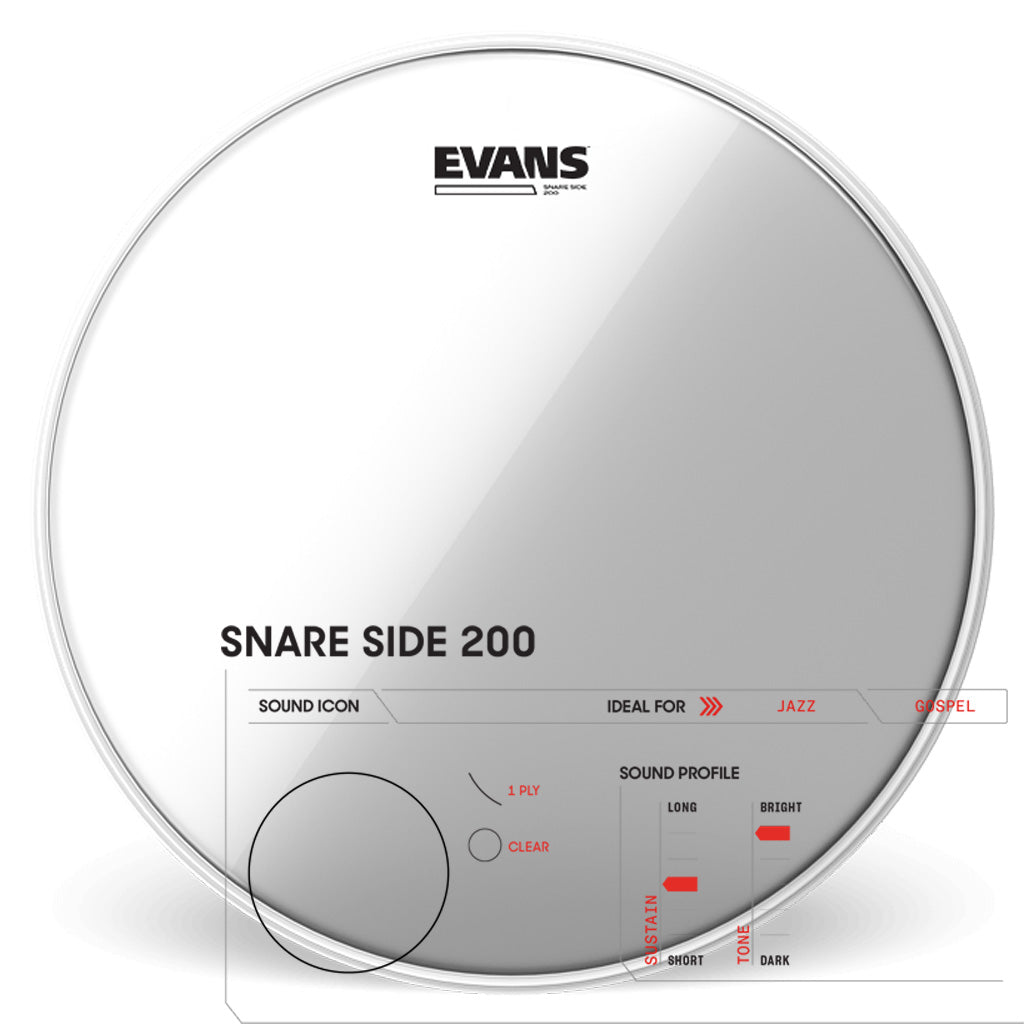 Evans 14 Inch Snare Side 200 Clear