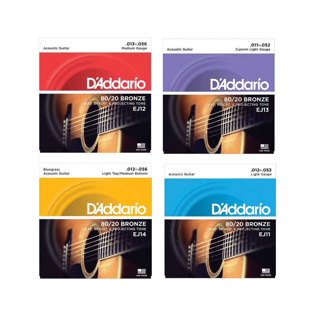 D'Addario 80/20 Bronze Wound Acoustic Guitar String Sets
