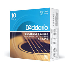 D'Addario Phosphor Bronze Acoustic Guitar String Set 10-Pack