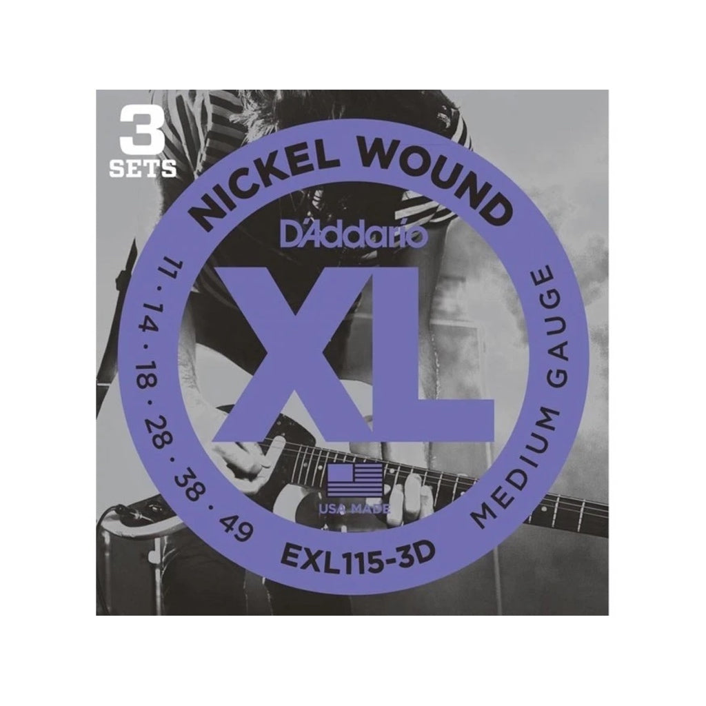 D'Addario XL Nickel Wound Electric Guitar Strings 3-Pack