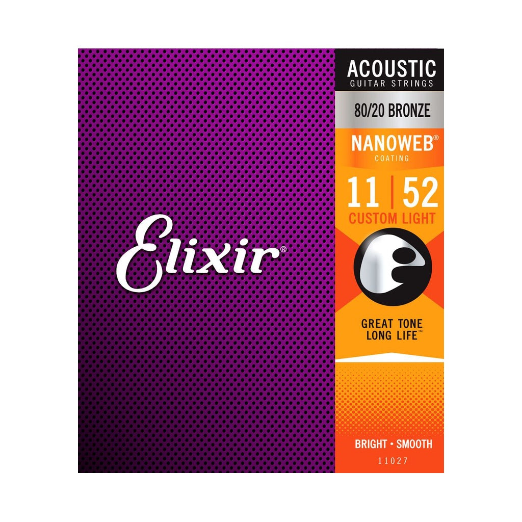 Elixir 80/20 Bronze Acoustic Strings with Nanoweb Coating