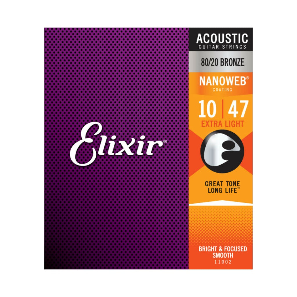 Elixir 80/20 Bronze Acoustic Strings with Nanoweb Coating